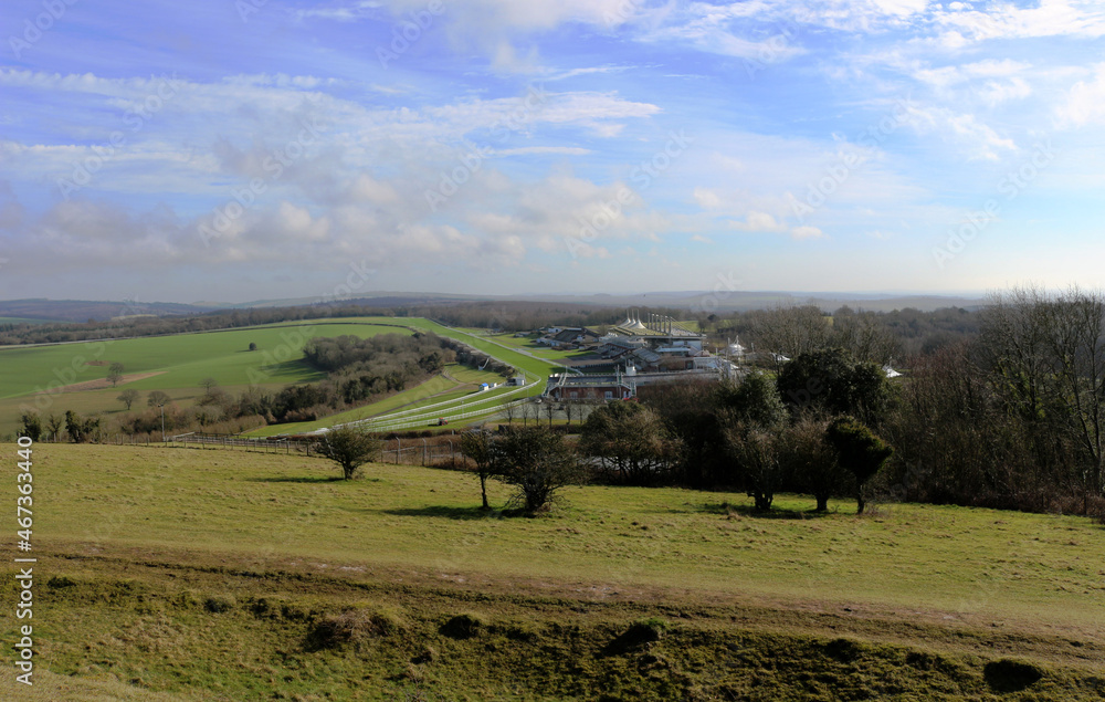 A view of Goodwood Racecourse from The Trundle, West Sussex