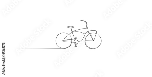 continuous single line classic bicycle, line art vector illustration photo