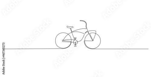 continuous single line classic bicycle, line art vector illustration