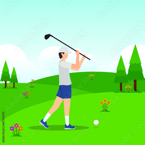 Playing golf activity vector design illustration