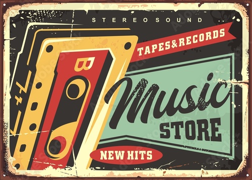 Retro sign for music store Poster Mural XXL