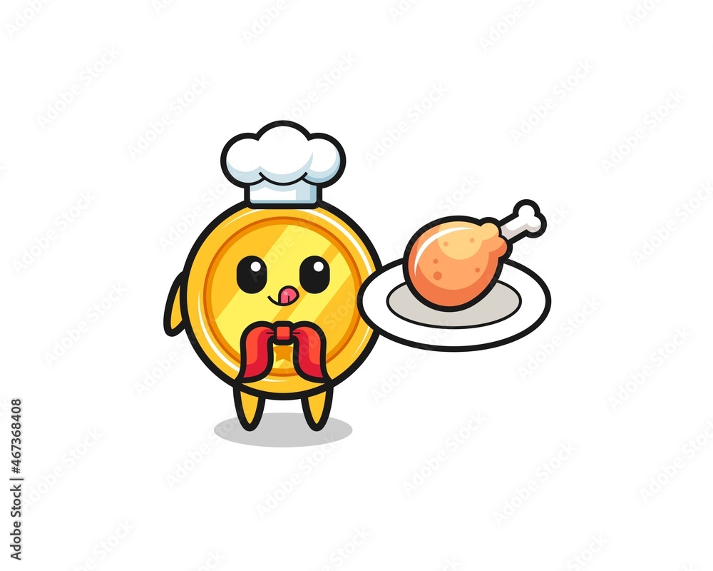 Fototapeta premium medal fried chicken chef cartoon character
