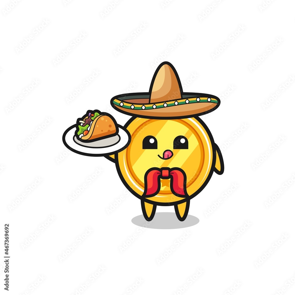 Fototapeta premium medal Mexican chef mascot holding a taco