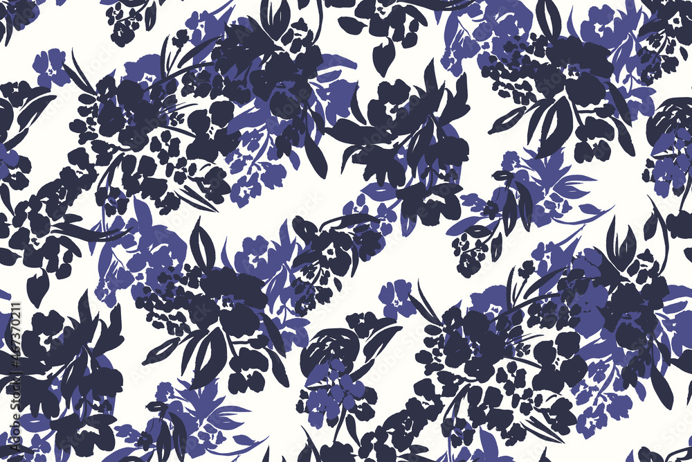 Feminine monochrome seamless pattern with lace pattern of flowers.