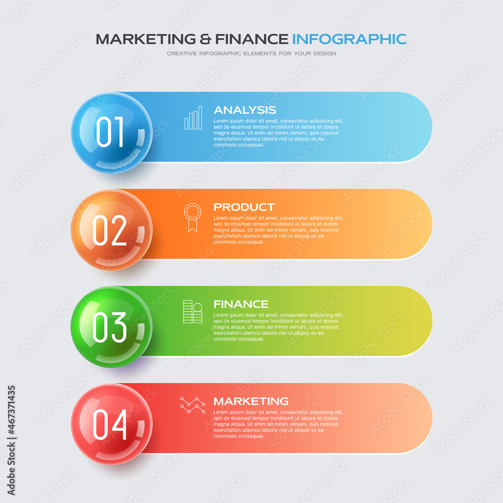 4 Steps Infographic banner. Colorful shapes on white background. 4 Steps Infographic banner. Colorful shapes on white background.