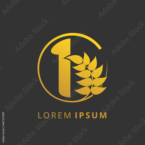 wheat grain logo with golden circle and number one shows the best quality
