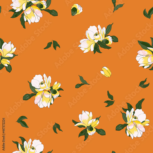 Lovely seamless pattern with exotic magnolia