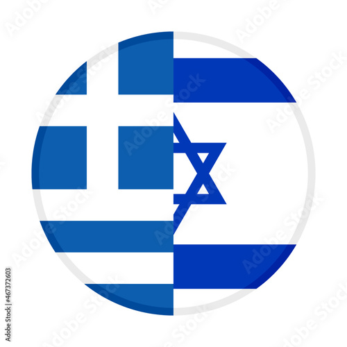 round icon with greece and israel flags. vector illustration isolated on white background