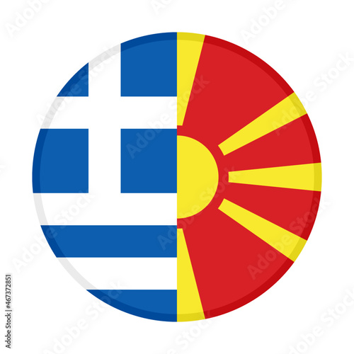 round icon with greece and north macedonia flags. vector illustration isolated on white background