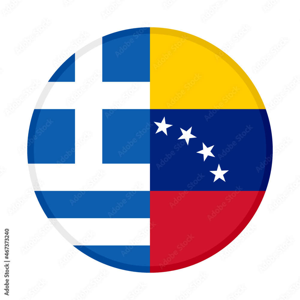 Obraz premium round icon with greece and venezuela flags. vector illustration isolated on white background