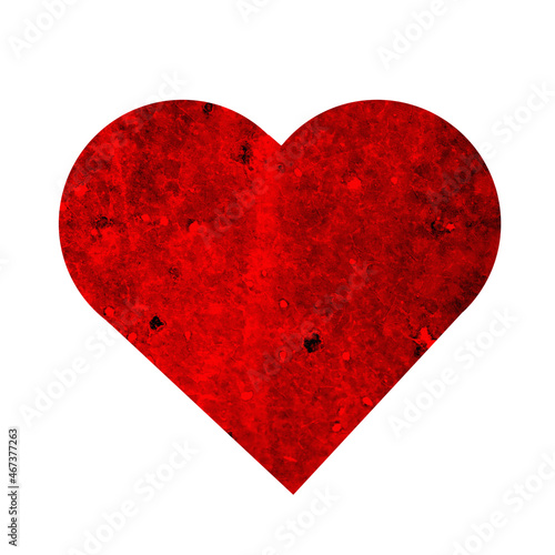 heart with red texture isolated on white background