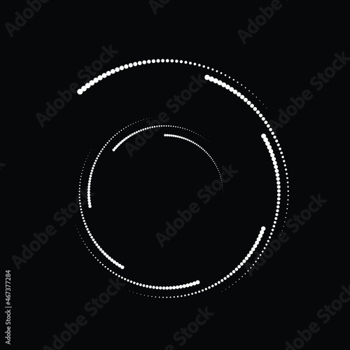 Rotating halftone dots in Spiral Form for comic books . Twirl background . Vector Illustration . Round Logo . Spiral Design element . Abstract Geometric vortex.