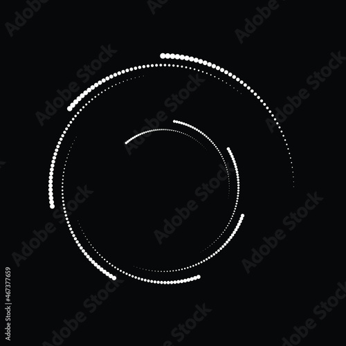 Rotating halftone dots in Spiral Form for comic books . Twirl background . Vector Illustration . Round Logo . Spiral Design element . Abstract Geometric vortex.