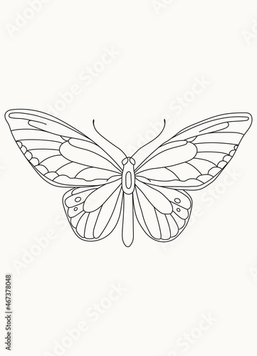 Poster with butterfly in modern, trendy colors, contemporary aesthetic background or card template