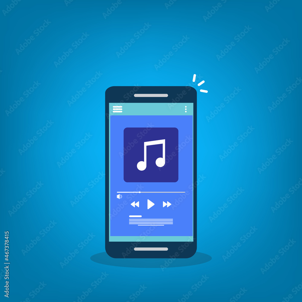 Media player. Mobile music player vector icon illustration flat design.