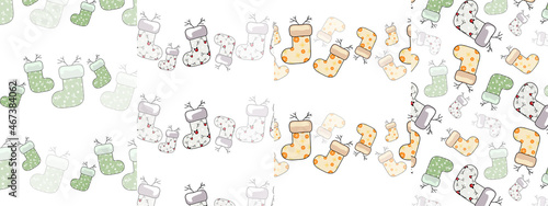 pattern transparent socks christmas background green beige gray snowflakes new year