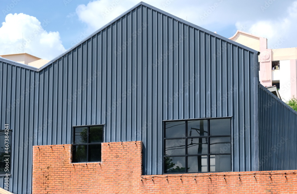 Contemporary dark grey corrugated building Contemporary dark grey corrugated building