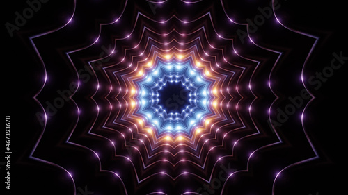 Fotografie 3D rendering of cool futuristic kaleidoscope patterns in vibrant purple and blac