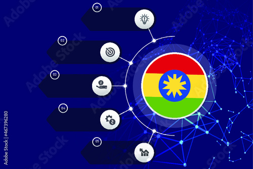 Ethiopia circle flag with business infographic flat