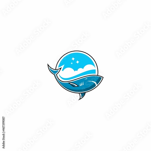 blue shark logo illustration vector
