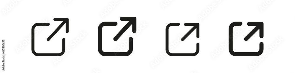 Link icon. Hyperlink outside site isolated vector sign. Web chain open link to attached website. Share link symbol on white background. Link icon. Hyperlink outside site isolated vector sign. Web chain open link to attached website. Share link symbol on white background.