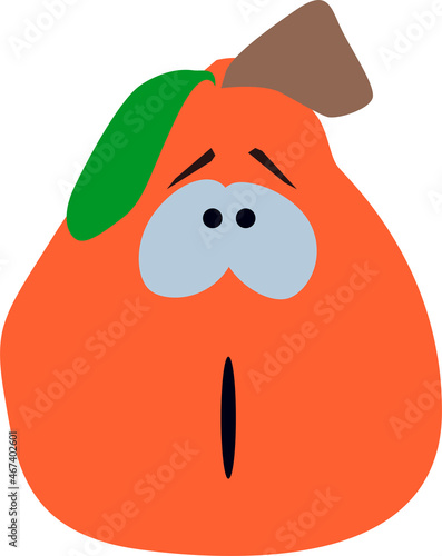 the character is a cartoon pear with eyes