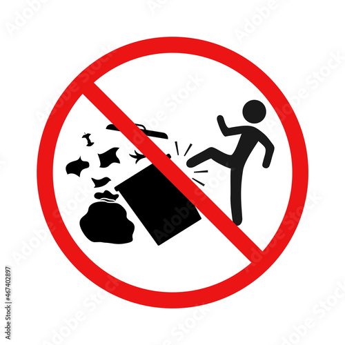 Crazy man kicking trash