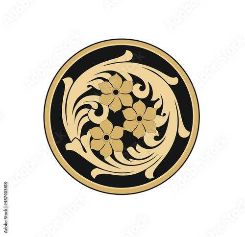 ANCIENT HERALDIC EMBLEM OF GOLD DECORATED IN BAROQUE STYLE DECORATIVE ELEGANCE LUXURY PATTERNS GOLD STOCK ILLUSTRATION
