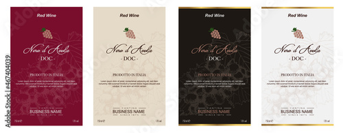 Red and white wine label. Special collection best quality grape varieties and premium wine brand