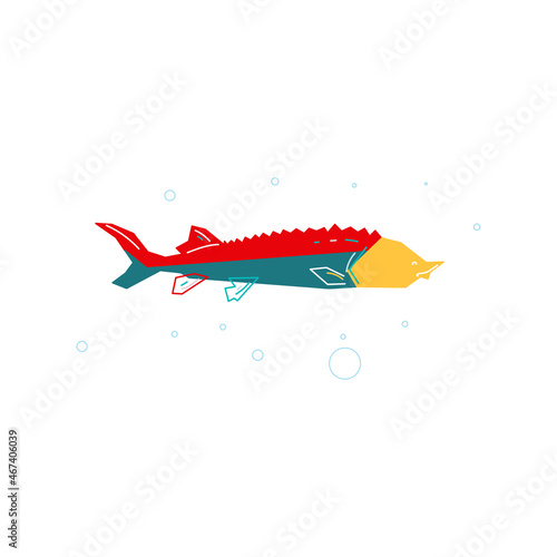 sturgeon fish animal cartoon vector illustration