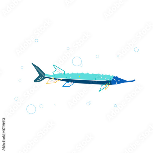 sturgeon fish animal cartoon vector illustration