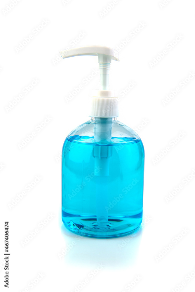 Alcohol gel in plastic bottle on white background Alcohol gel in plastic bottle on white background