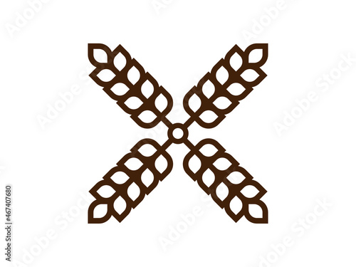 Bakery logotype with wheat ears. Windmill logo.