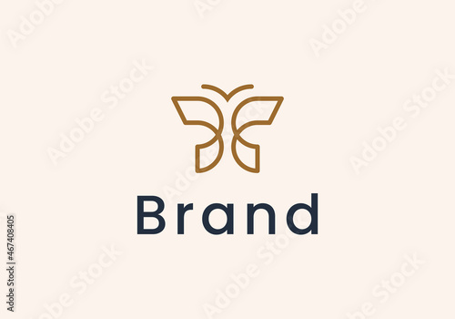 butterfly line logo. Beauty salon, spa center, cosmetics design concept.
