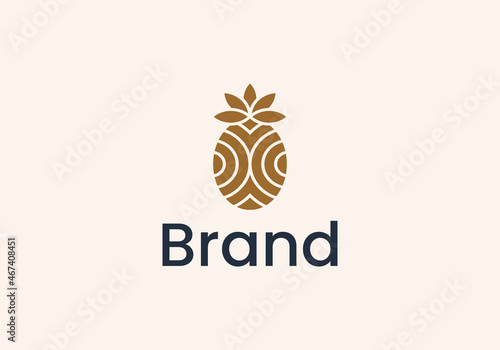 Pineapple with leaves logo icon. 