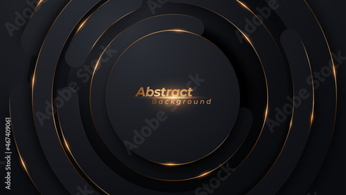 Abstract luxury layered vector background with paper cut decoration texture and golden glitters.