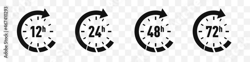 Set of time hours clock arrow icons. Vector illustration
