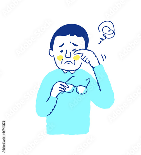 目の調子か悪い男性