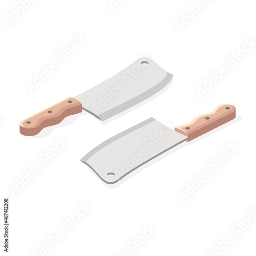 Carving knives for meat. Vector 3d sketch line isometric style, color icon illustration. Creative design idea and infographics elements.