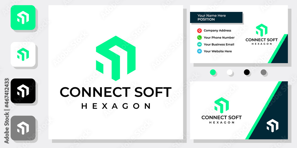 Initial letter CS monogram technology with business card template. Initial letter CS monogram technology with business card template.