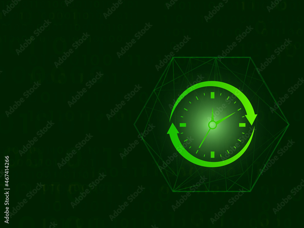 Fototapeta premium 2d illustration stopwatch hexagon background
