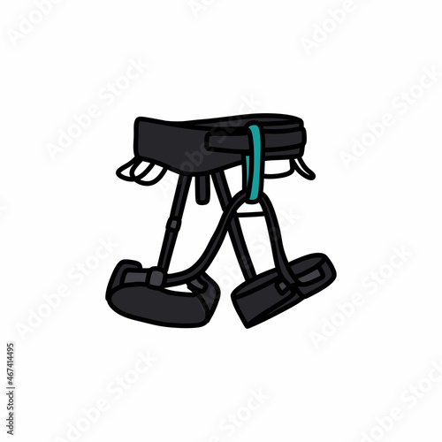 climbing harness doodle icon, vector color line illustration