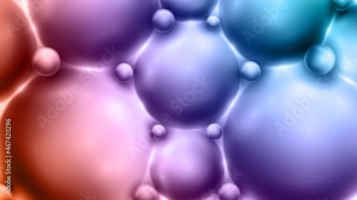 Abstract trendy background with dynamic 3d spheres. Vector illustration of glossy bubble balls.