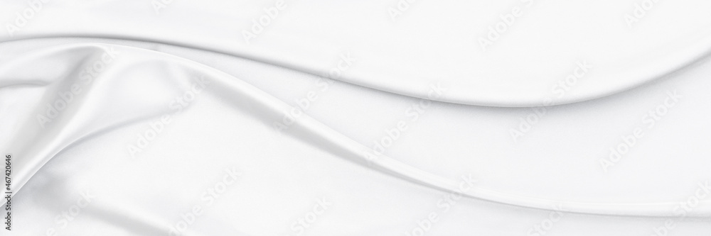 Fototapeta premium White gray satin texture that is white silver fabric silk panorama background with beautiful soft blur pattern natural.