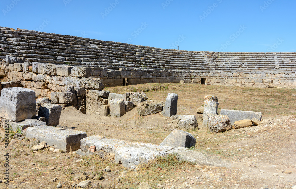 Stadium in Perge. Ruins of the ancient city of Perge. Turkey. Antalya. Aksu