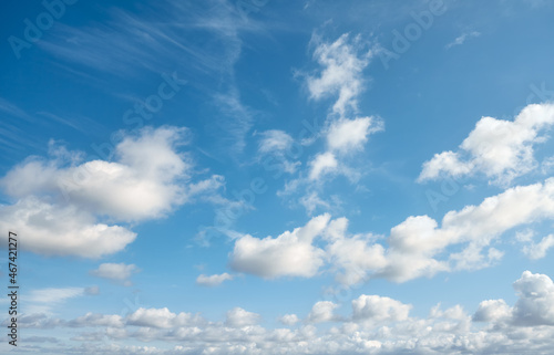 Clouds on a blue sky  natural cloudscape background.