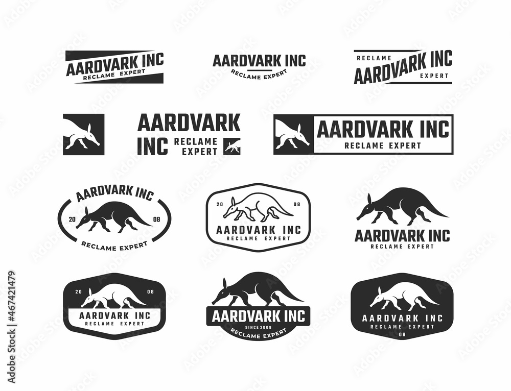 Fototapeta premium aardvark monogram logo set vector
