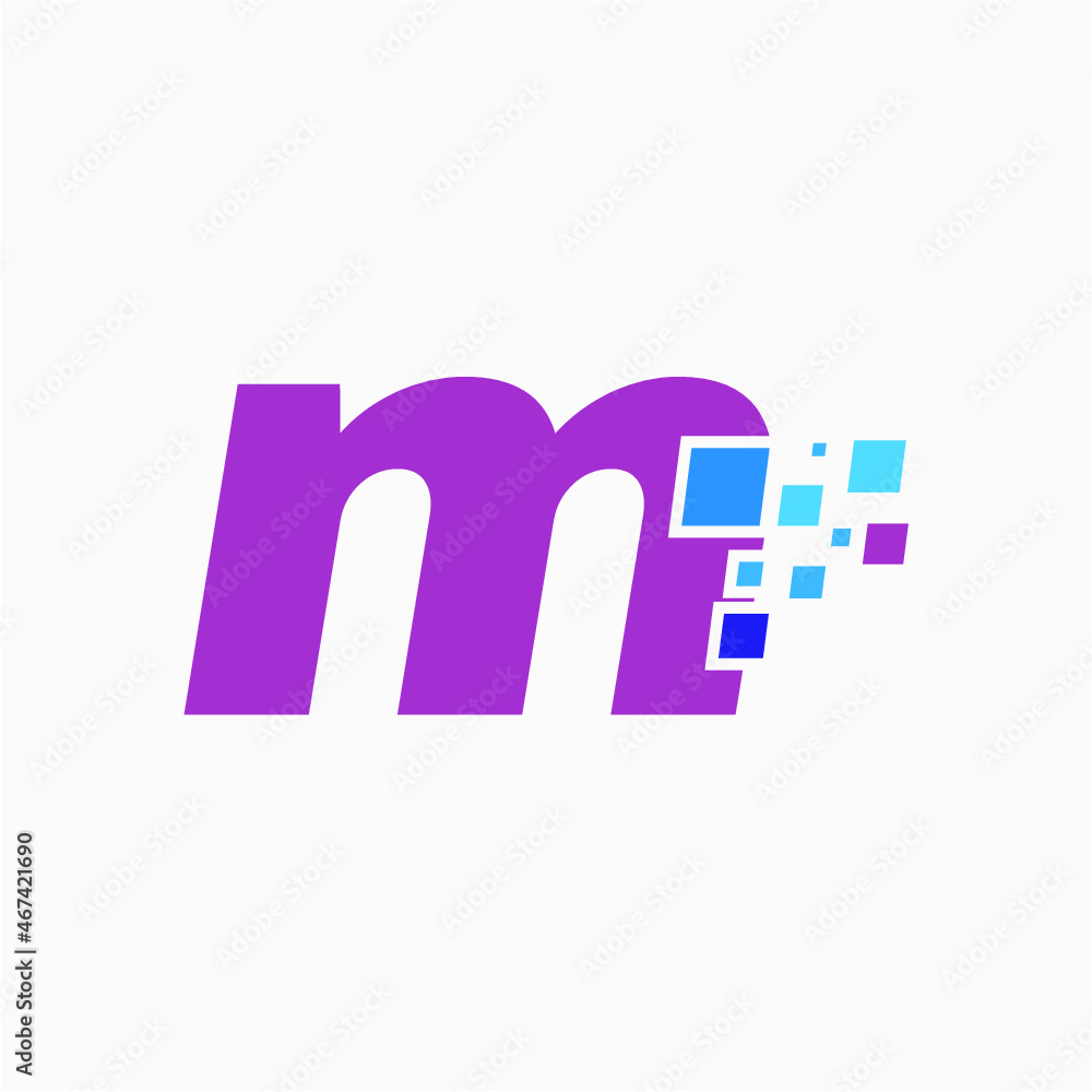 M initial letter pixel design logo icon vector image M initial letter pixel design logo icon vector image