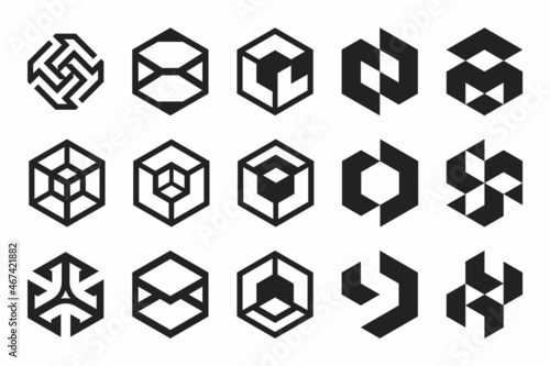 monogram crypto currency logo set