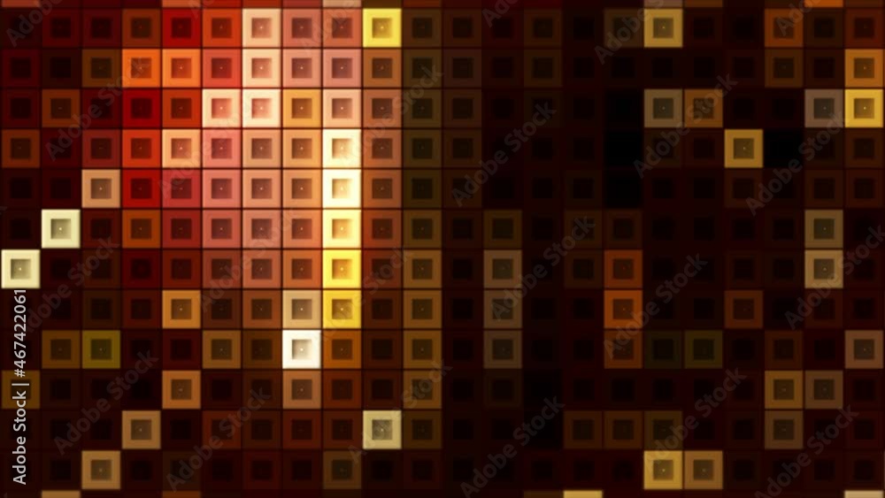 Retro tetris with glowing squares. Motion. Background with neon squares ...